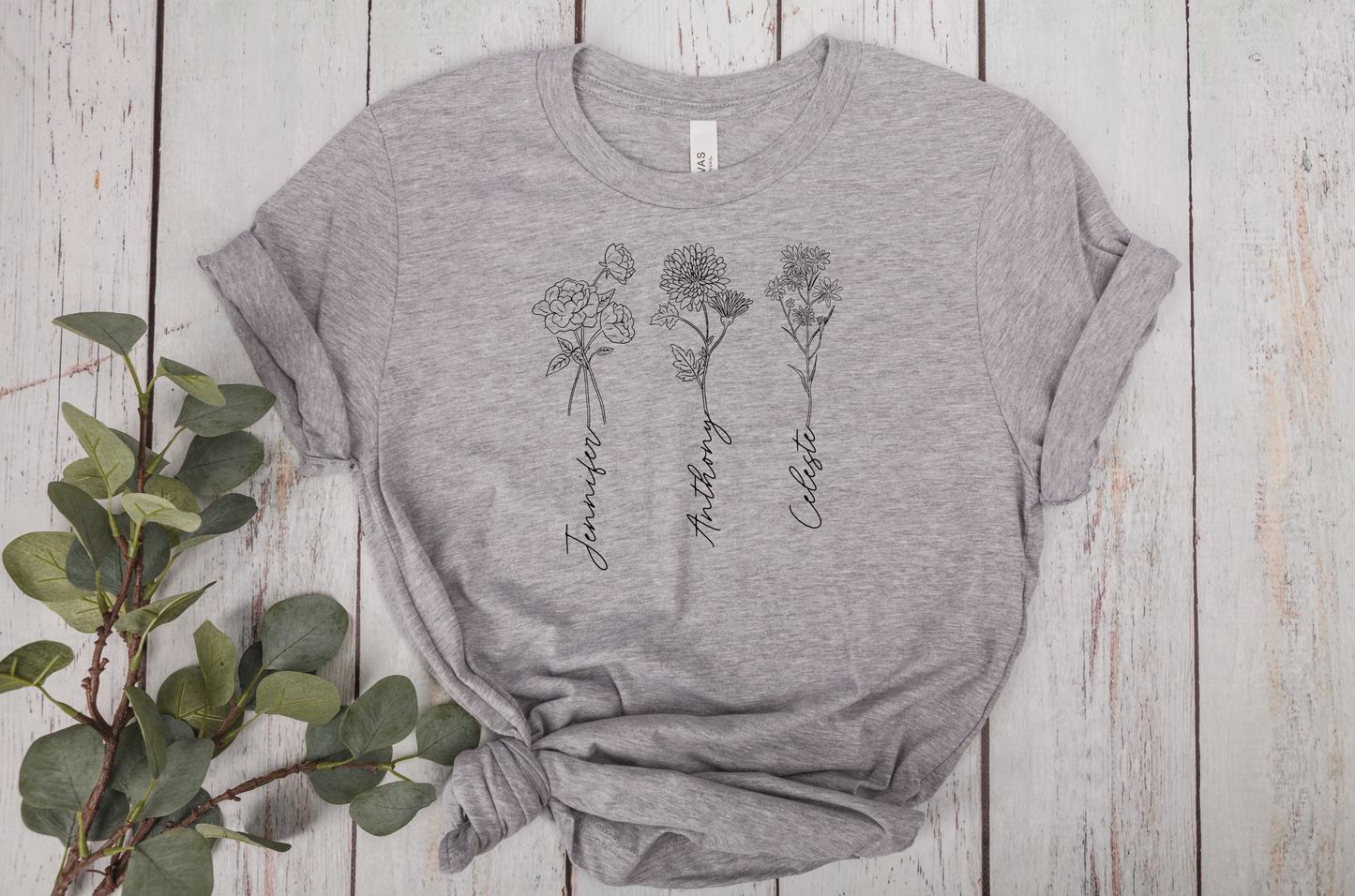 Personalized Birth Month Flower T-Shirts
