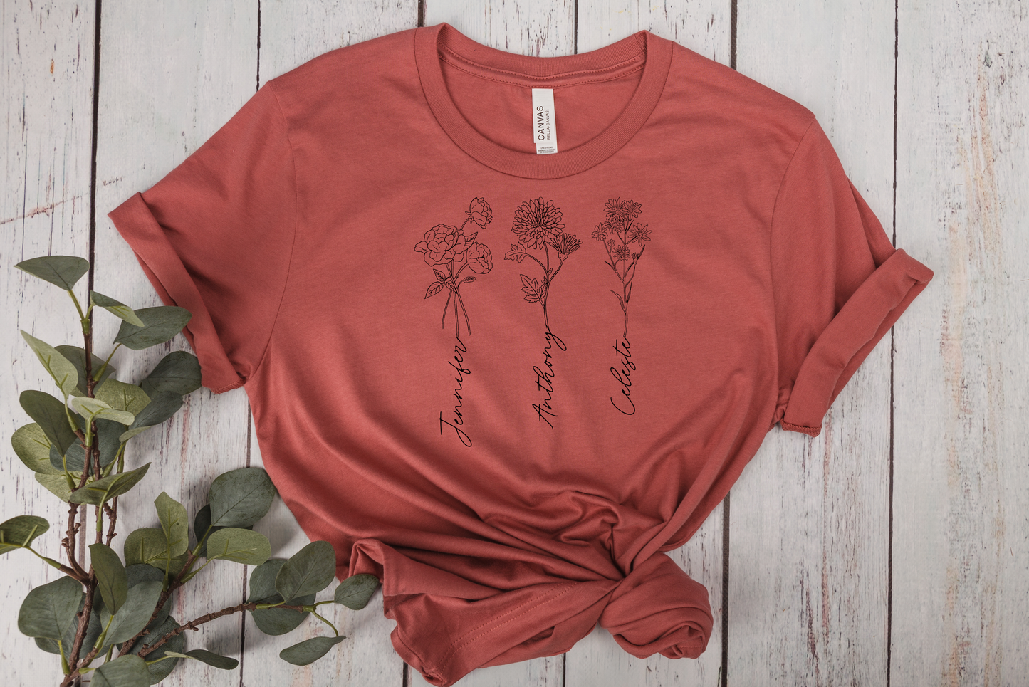 Personalized Birth Month Flower T-Shirts