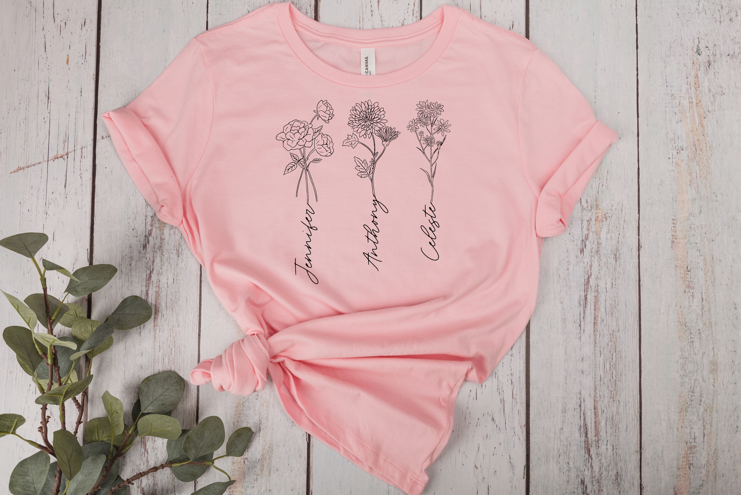 Personalized Birth Month Flower T-Shirts