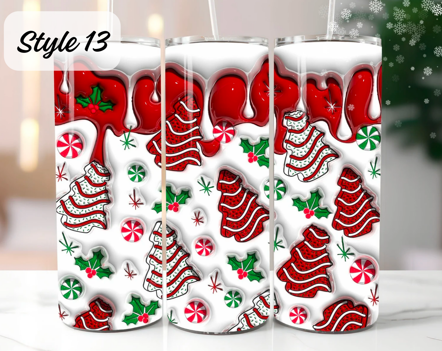 Christmas Hot/Cold Drink Tumblers 20oz (Multiple Designs)